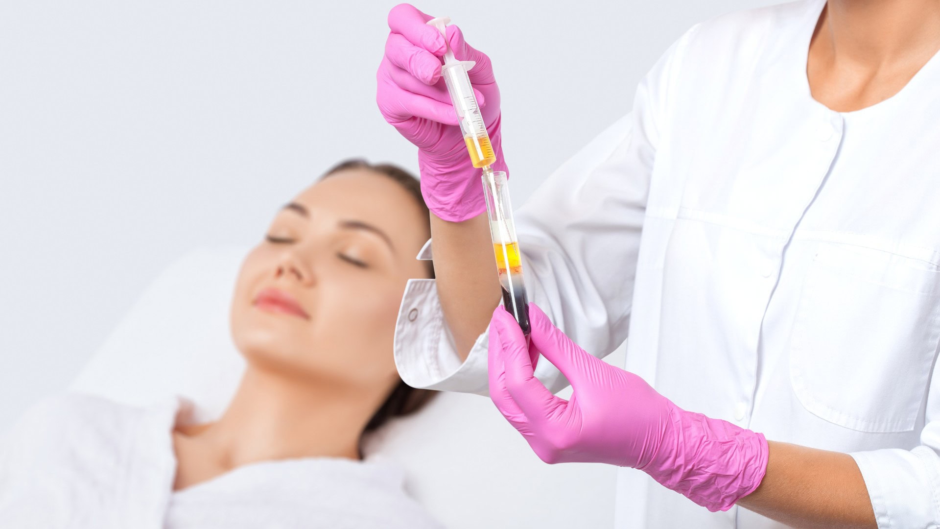 Brunette patient getting a PRP injection